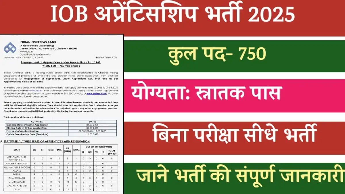 Indian Overseas Bank Apprentice Recruitment 2025