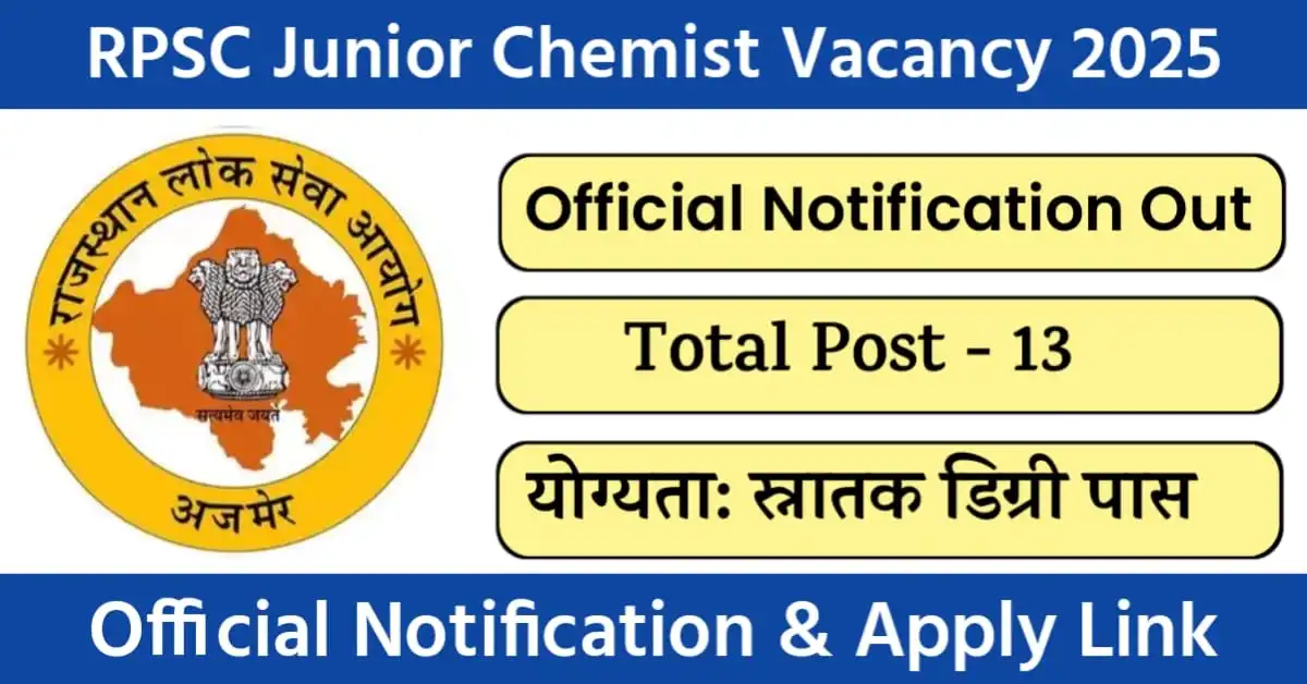 RPSC Junior Chemist Vacancy 2025